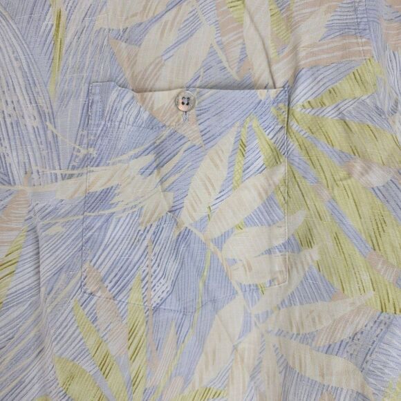 Tori Richard Mens Size 2XL Yellow Blue Silk Linen Tropical Short Sleeve Button U - Picture 2 of 6
